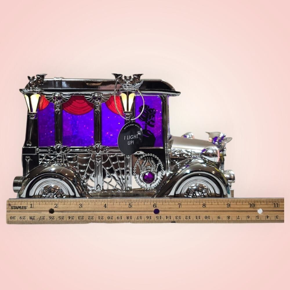 Bath & Body Works‎ Light-Up Hearse Waterglobe 3-Wick Candle Holder AS IS - Picture 12 of 14